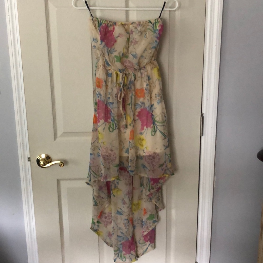 High low strapless dress